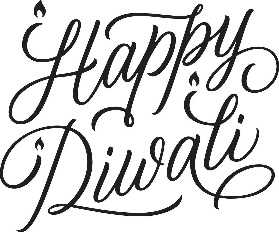 Diwali Typography Silhouette Illustration. Happy Diwali Typography Vecto-r Art. vector