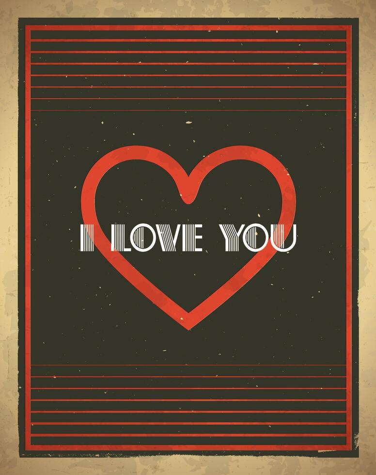 Retro Valentine's Day card vector
