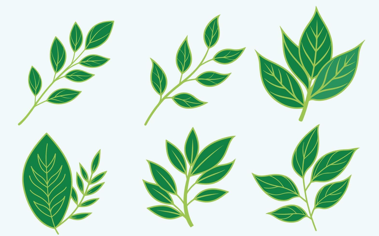 Green Leaf abstract Art icon clipart set illustration vector