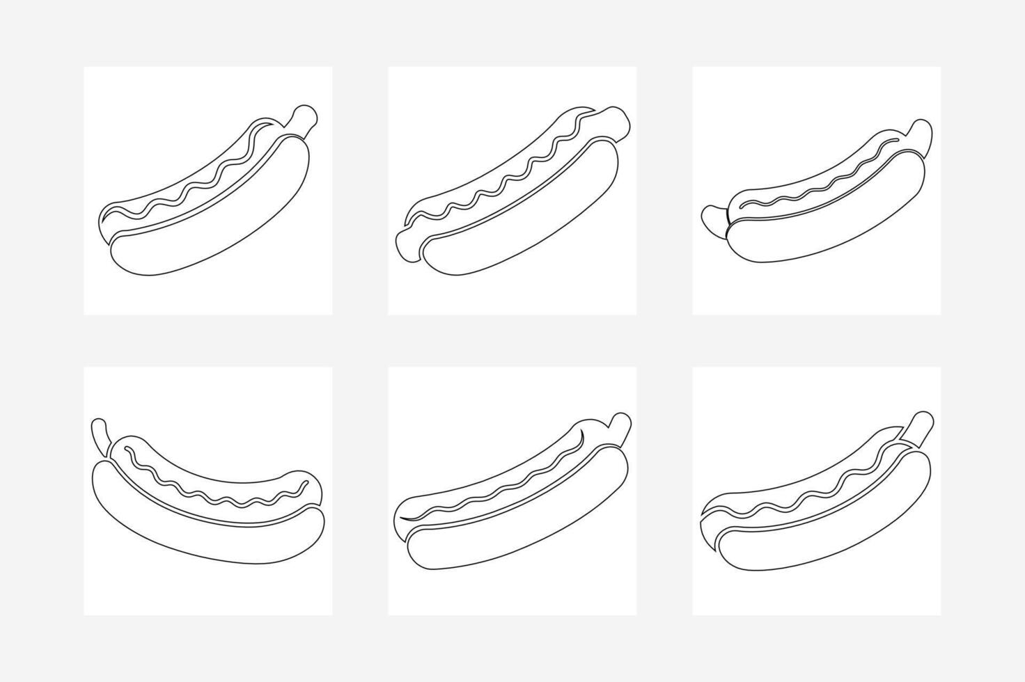 Hot Dog Outline Art Illustration on White Background Minimalist Line Drawing vector