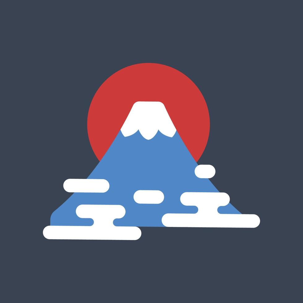 Japanese mount fuji in flat design. vector