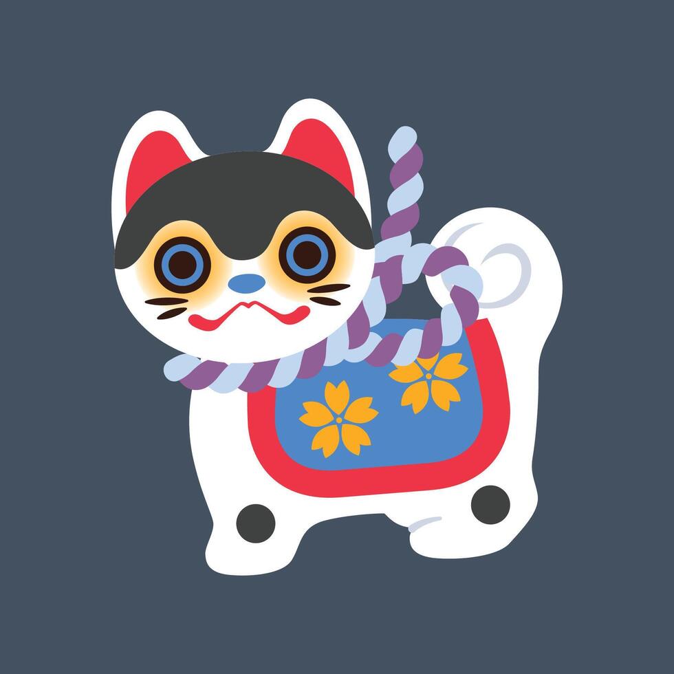 cute Japanese dog spirit character in flat design vector