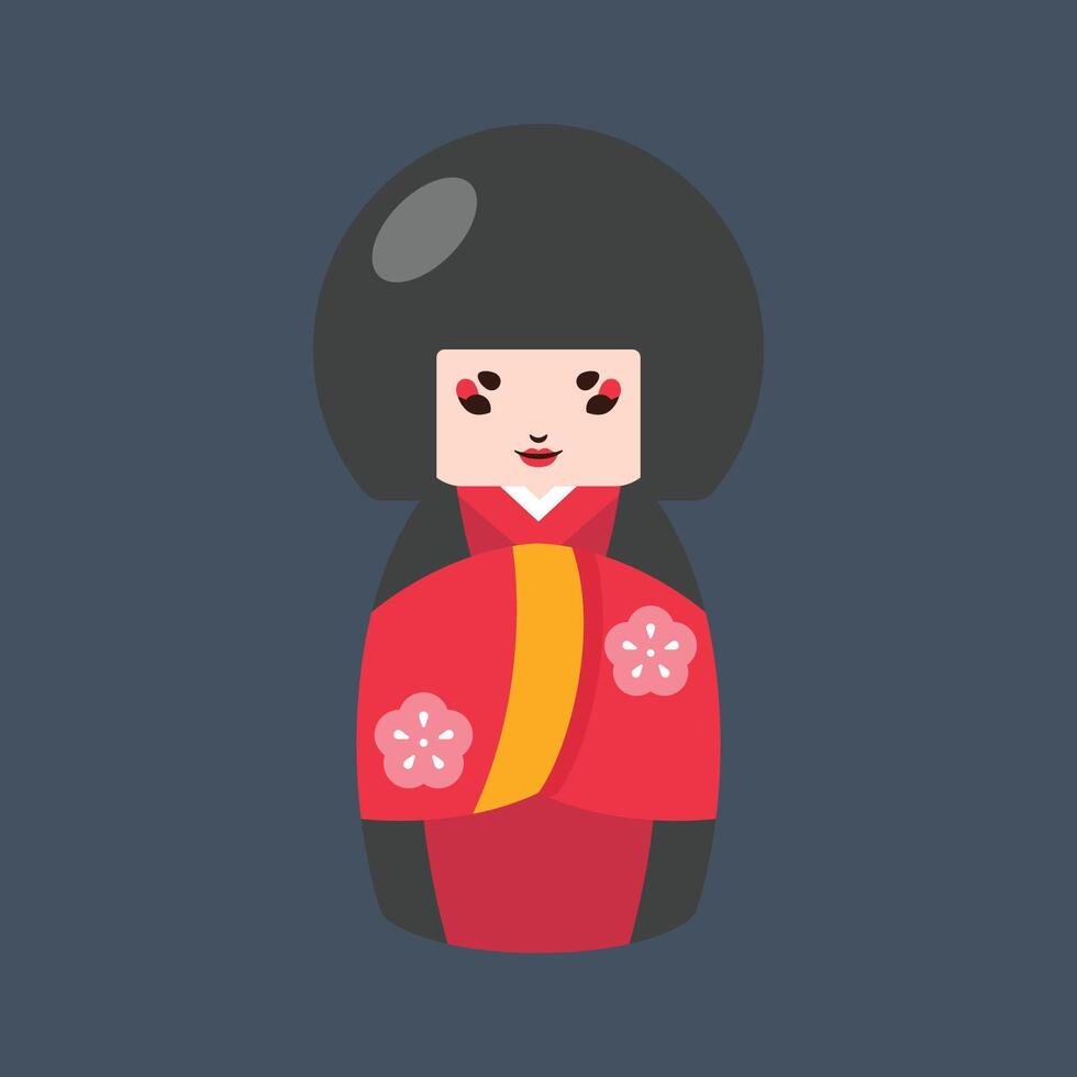 geisha toy in flat design. vector