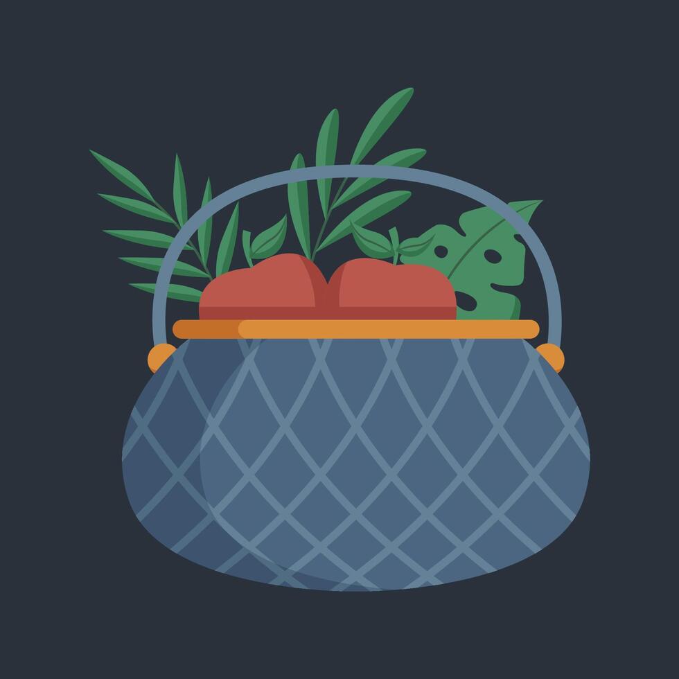 plant and fruit bag in flat design. vector
