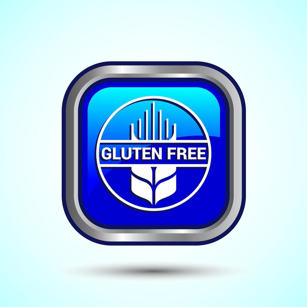 Gluten Free Icon Design Illustration, Non Gluten Food Sign For Apps And Websites, Blue Color Square Button Design vector