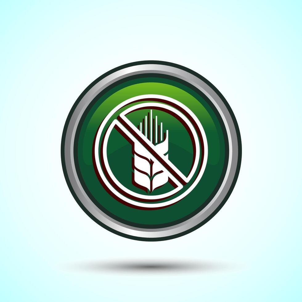 Gluten Free Icon Design Illustration, Non Gluten Food Sign For Apps And Websites, Green Color Round Button Design vector