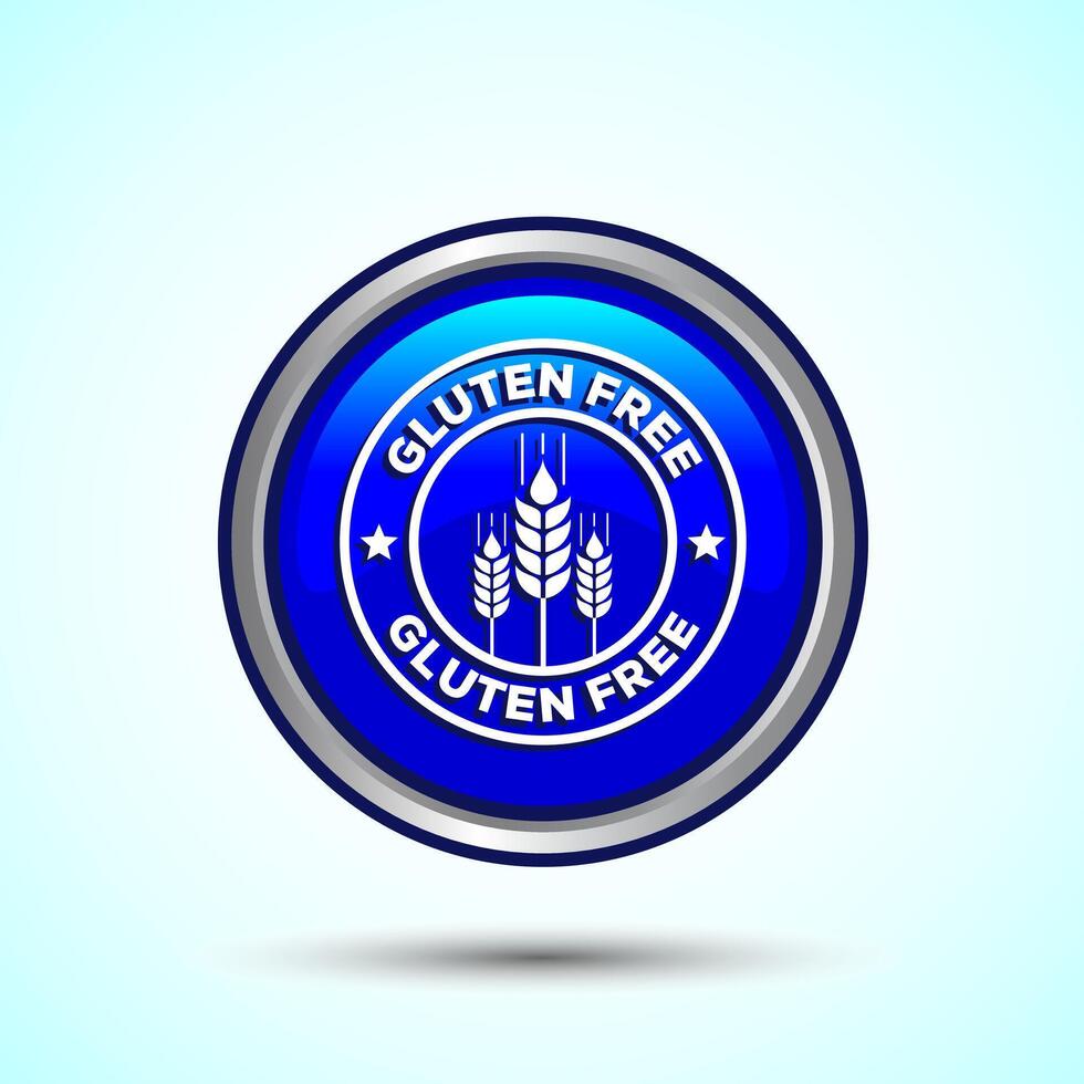 Gluten Free Icon Design Illustration, Non Gluten Food Sign For Apps And Websites, Blue Color Round Button Design vector