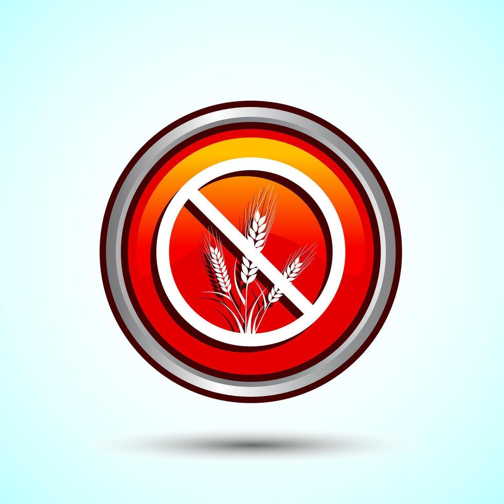 Gluten Free Icon Design Illustration, Non Gluten Food Sign For Apps And Websites, Orange Color Round Button Design vector