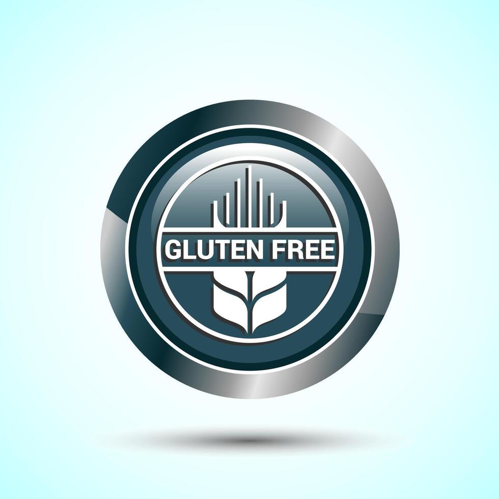 Gluten Free Icon Design Illustration, Non Gluten Food Sign For Apps And Websites, Gray Color Round Button Design vector