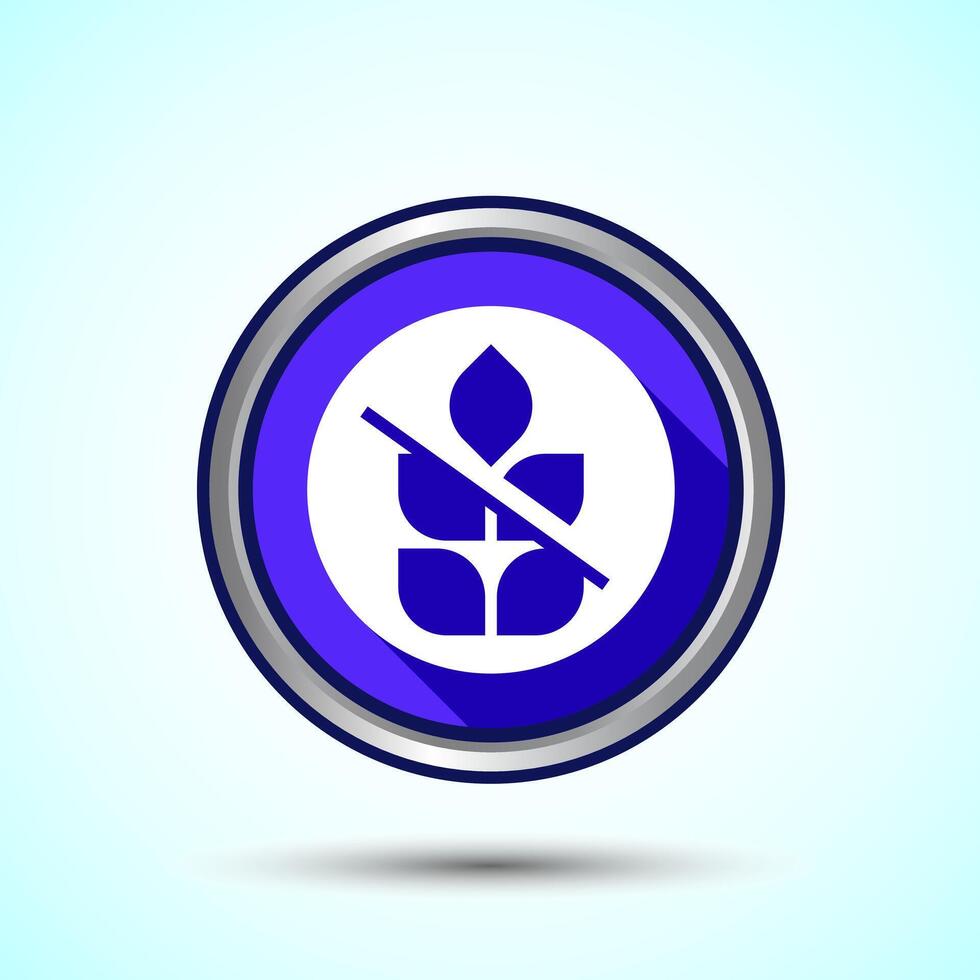Gluten Free Icon Design Illustration, Non Gluten Food Sign For Apps And Websites, Blue Shadow Button Design vector