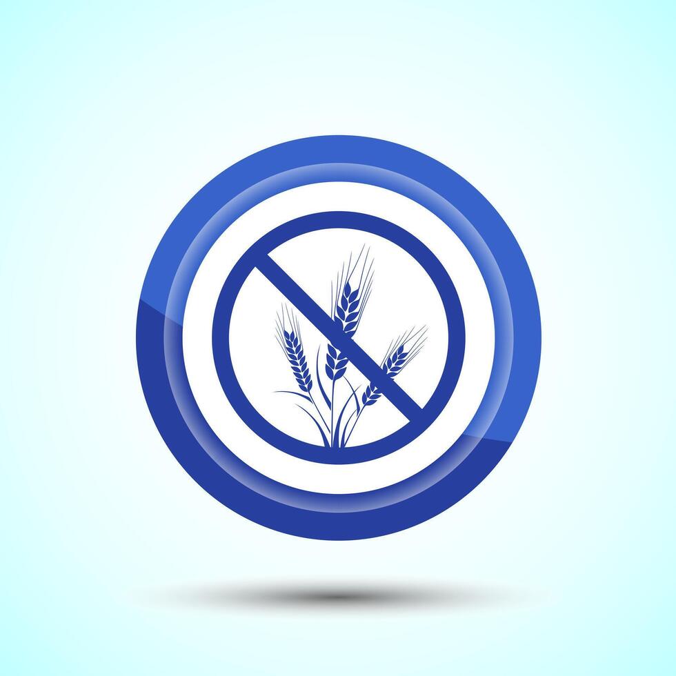 Gluten Free Icon Design Illustration, Non Gluten Food Sign For Apps And Websites, Blue Color Button Design vector