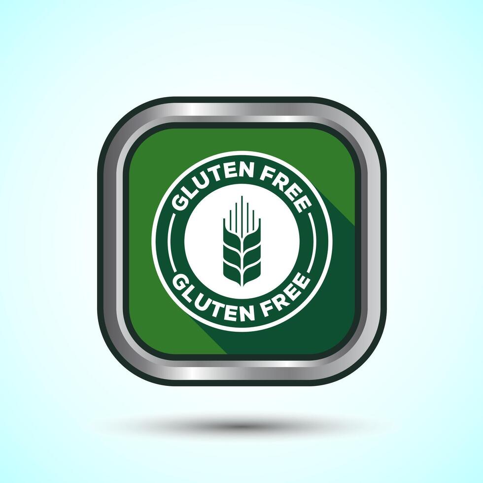 Gluten Free Icon Design Illustration, Non Gluten Food Sign For Apps And Websites, Green Shadow Button Design vector
