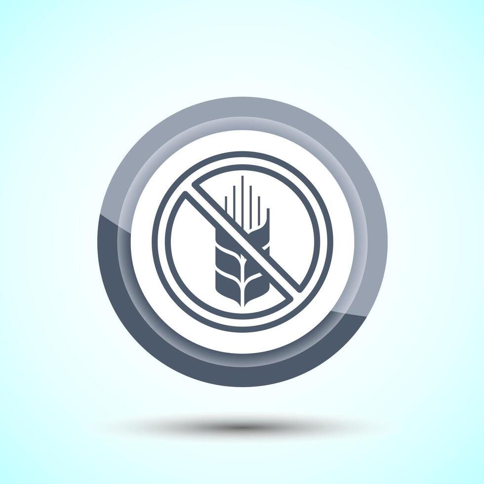 Gluten Free Icon Design Illustration, Non Gluten Food Sign For Apps And Websites, Gray Color Button Design vector