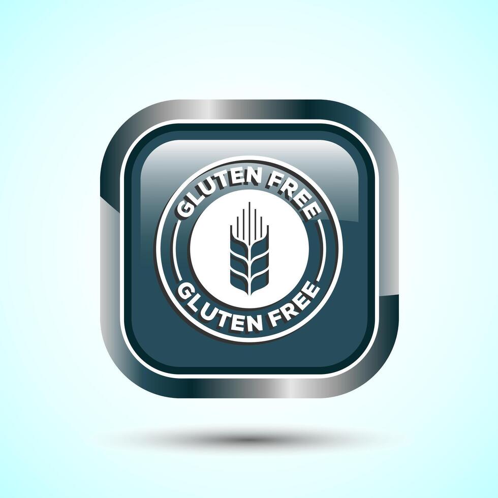 Gluten Free Icon Design Illustration, Non Gluten Food Sign For Apps And Websites, Gray Color Square Button Design vector