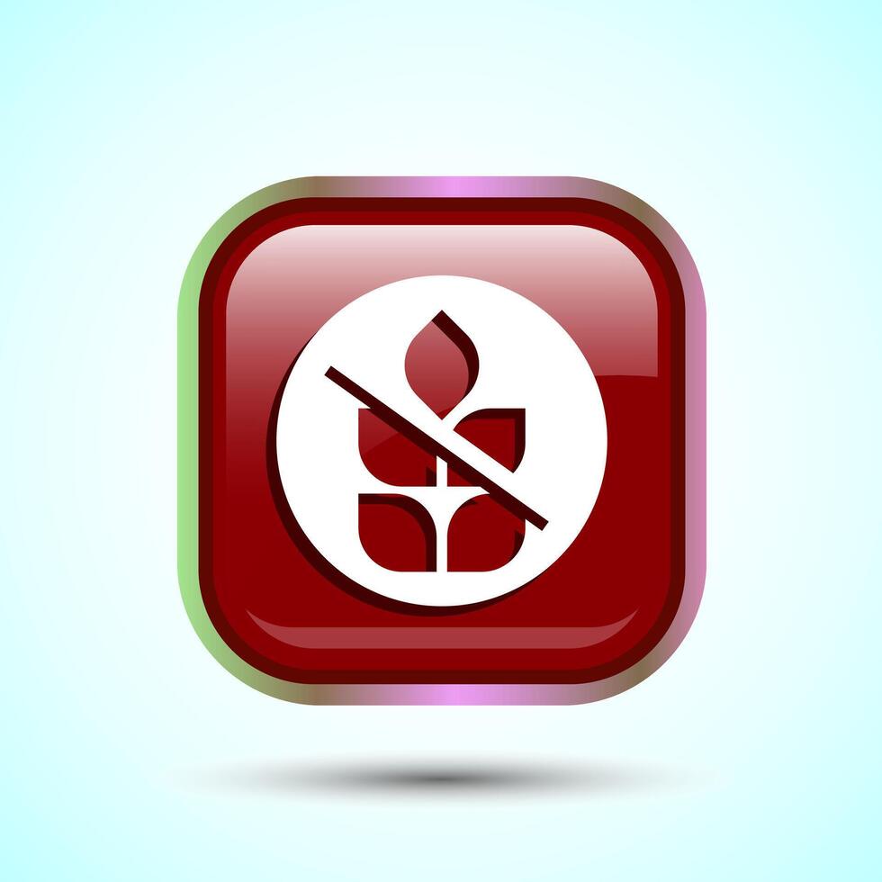 Gluten Free Icon Design Illustration, Non Gluten Food Sign For Apps And Websites, Red Color Square Button Design vector