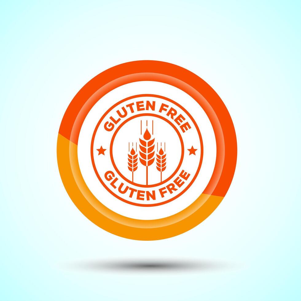 Gluten Free Icon Design Illustration, Non Gluten Food Sign For Apps And Websites, Orange Color Button Design vector