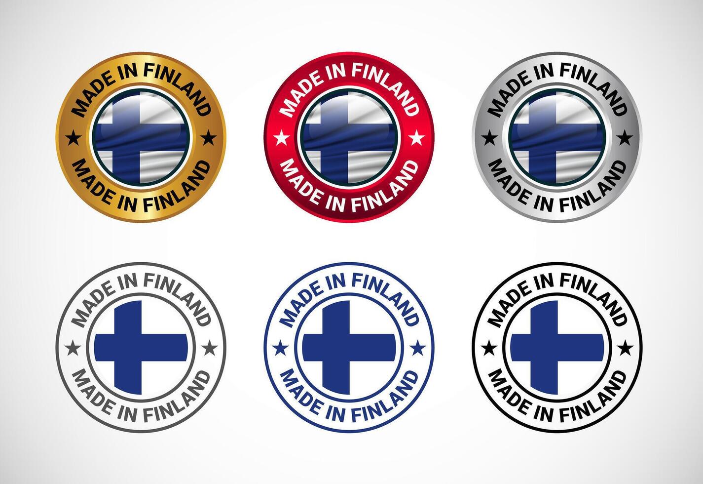 Made in Finland label icon with flag. Icon set for business, badge, seal, sticker, logo, and symbol vector