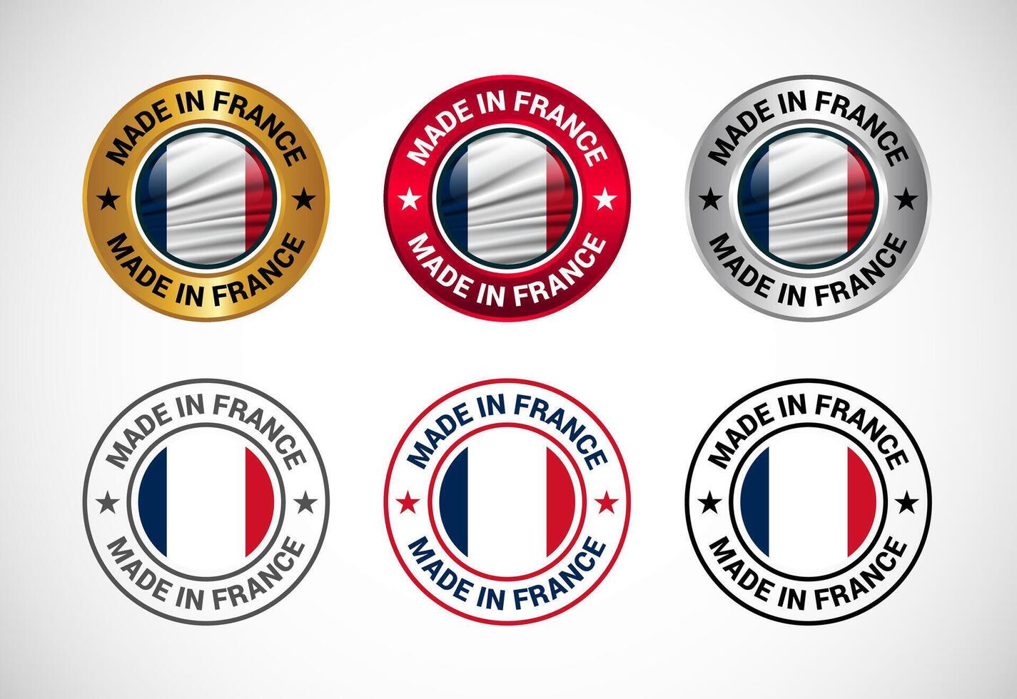 Made in France label icon with flag. Icon set for business, badge, seal, sticker, logo, and symbol vector