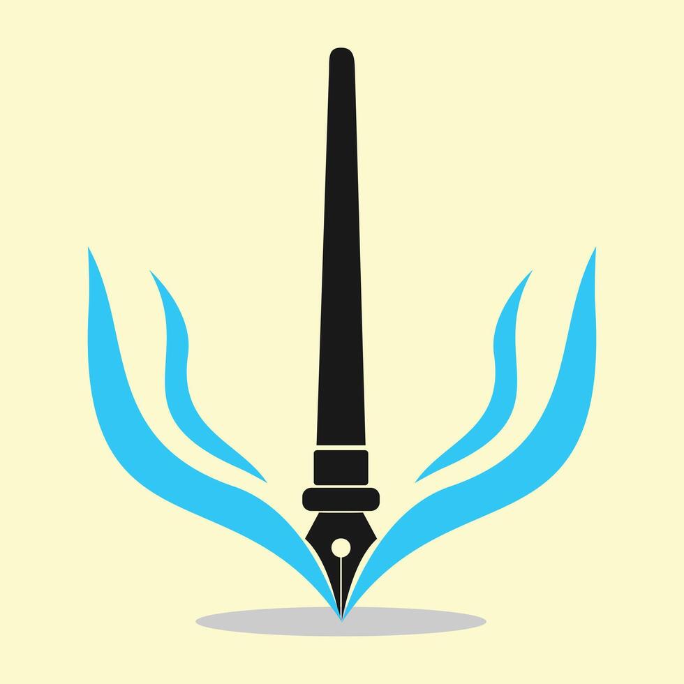 Stylized ink penwith blue ink splashes vector