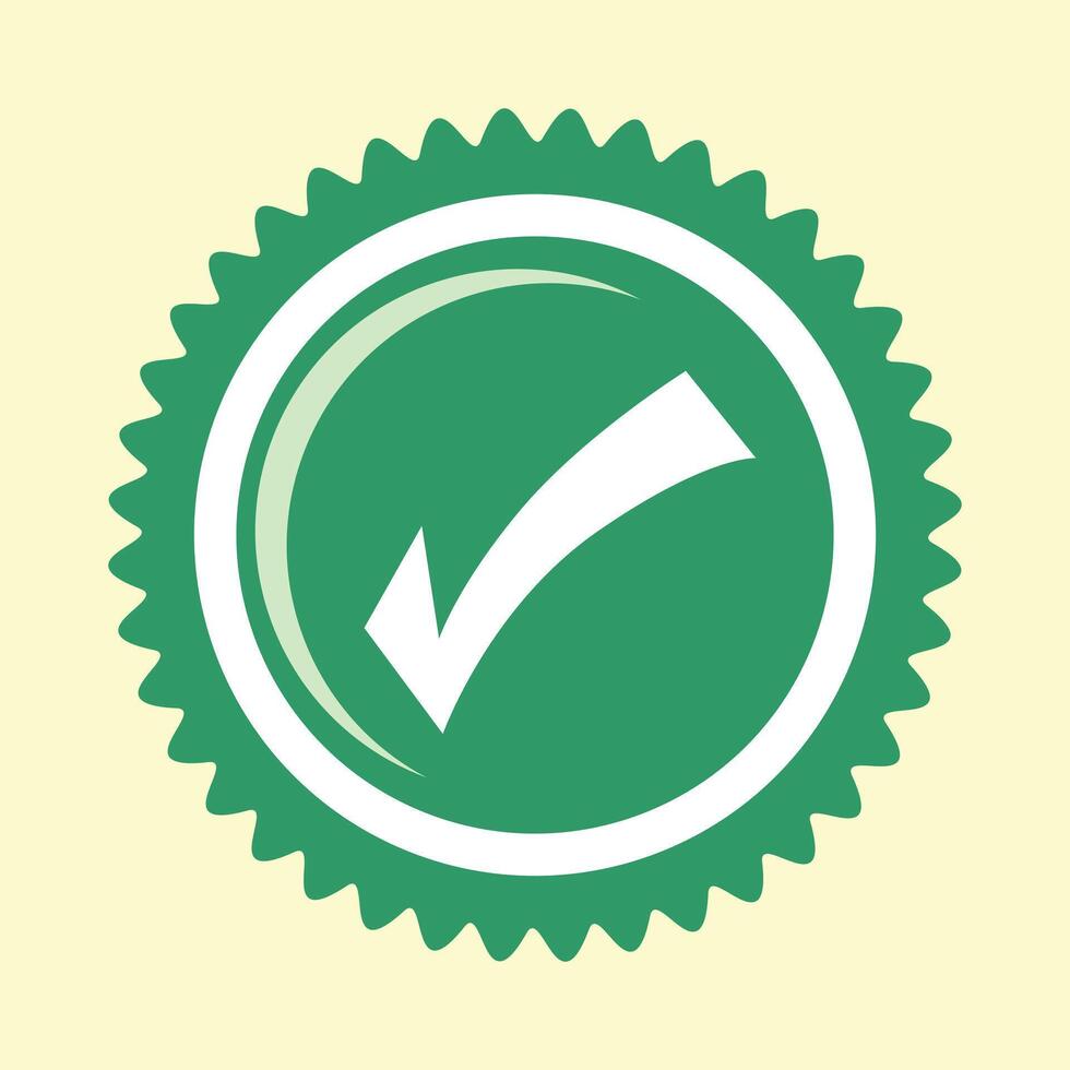a green check mark on a yellow background vector