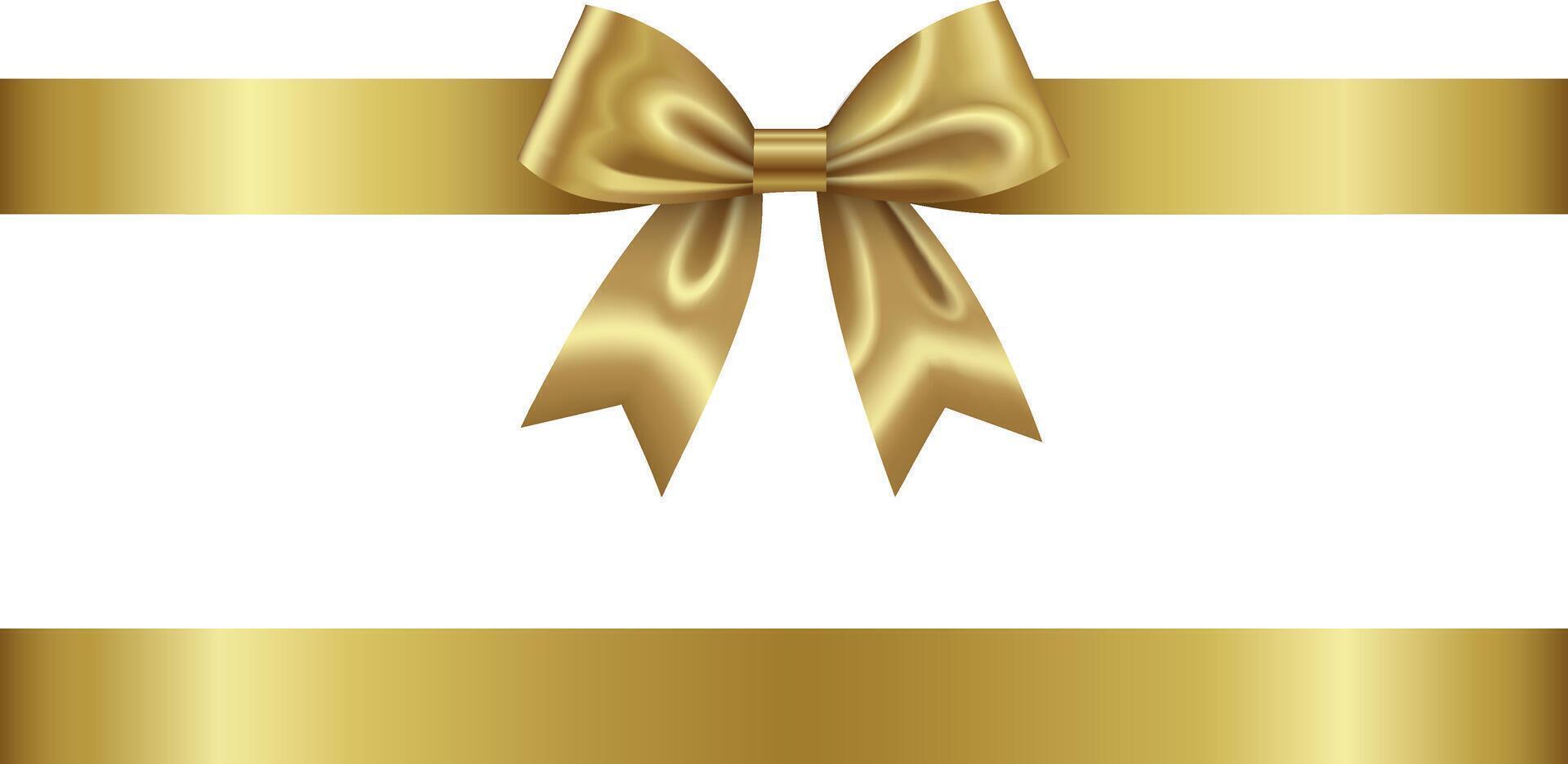 gold bow with ribbon. golden bow and ribbon for christmas and birthday decorations vector
