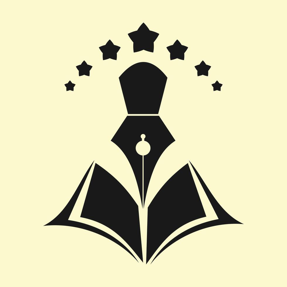 Creative writing symbol with pen and book icon vector