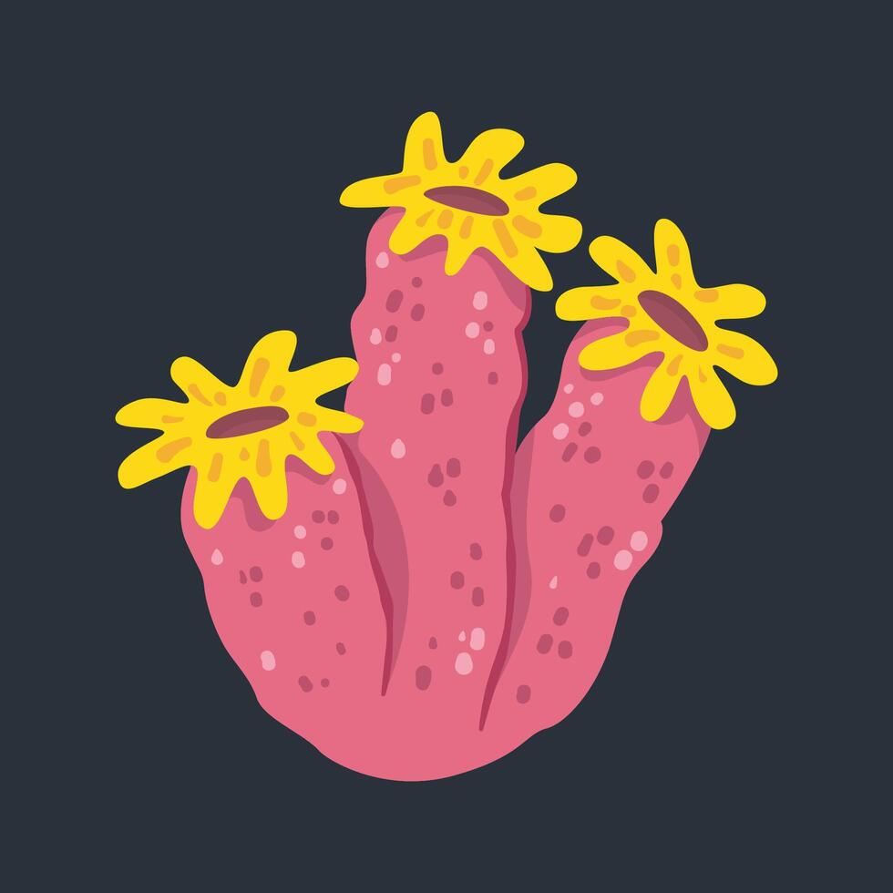 Pink sea coral in flat design. vector