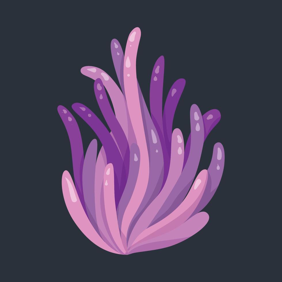 Purple sea plant in flat design. vector