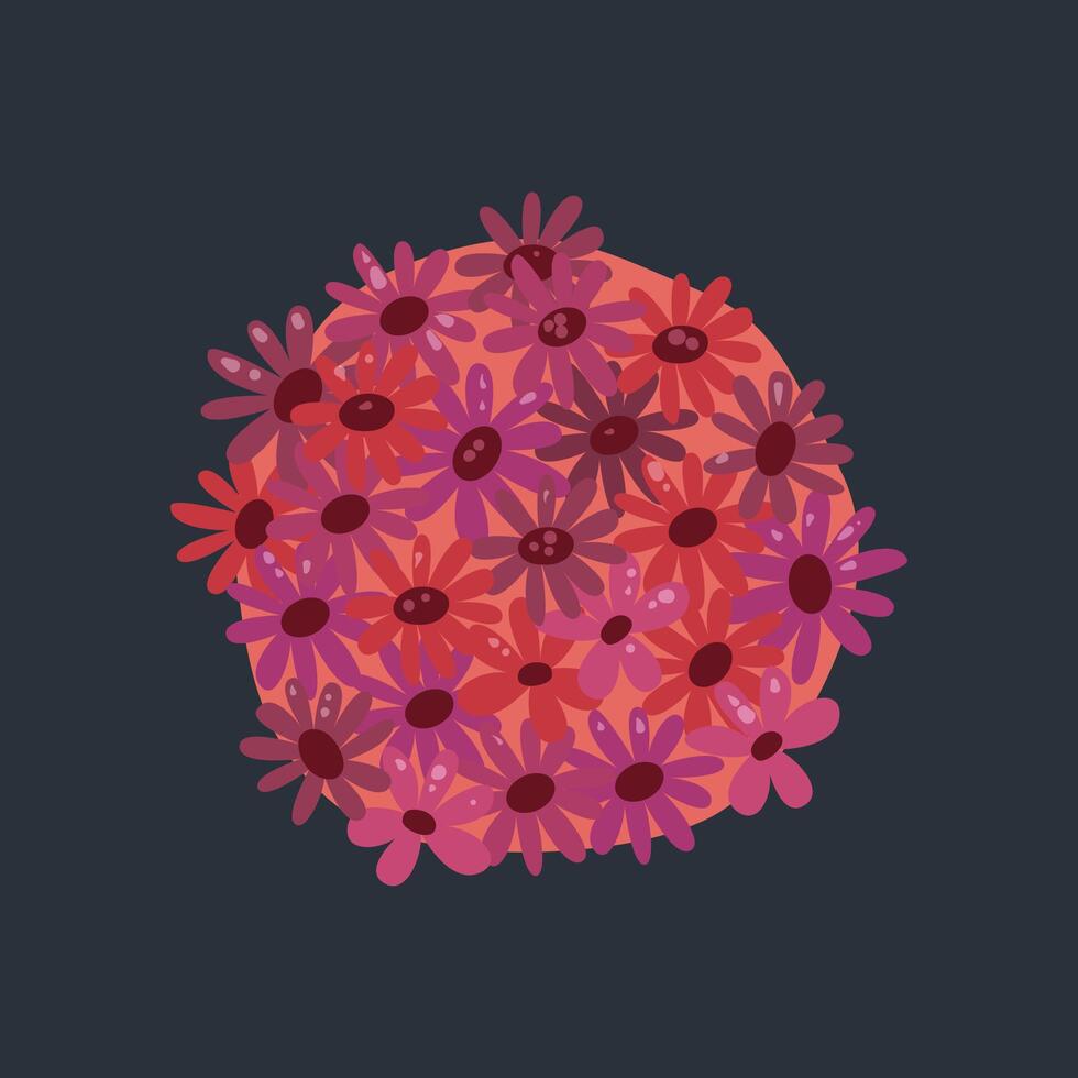 red flowers in flat design. vector
