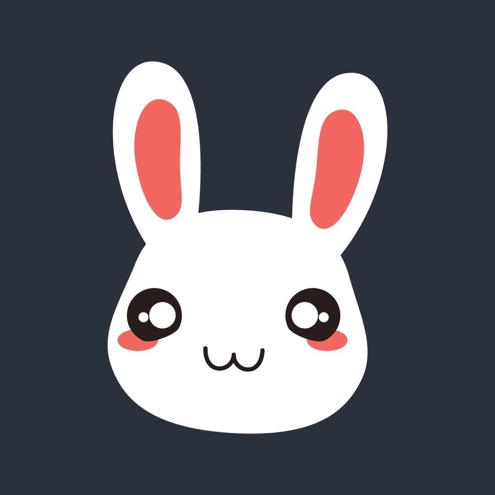 cute face white rabbit head in flat design. vector