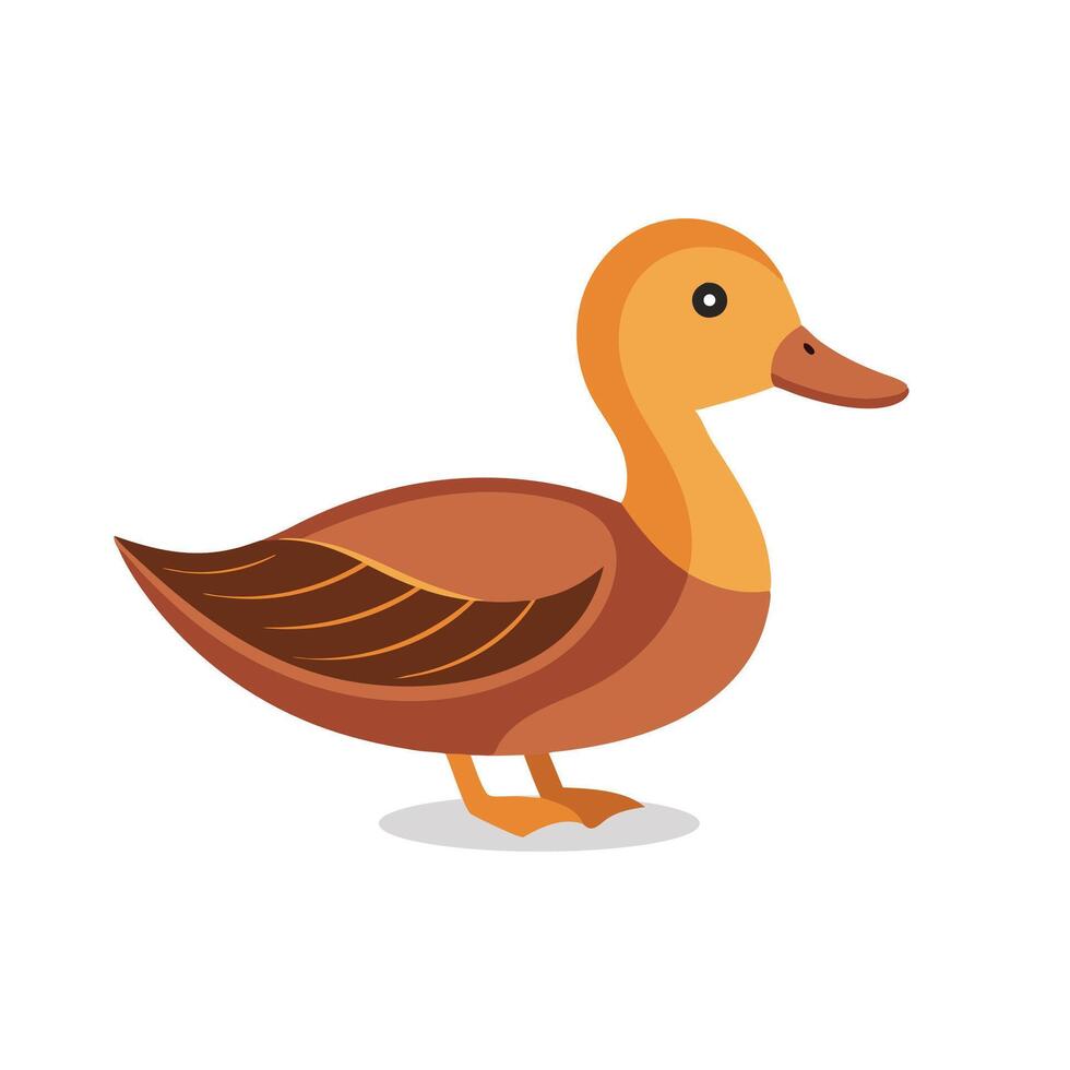 Golden duck flat illustration on white background. vector