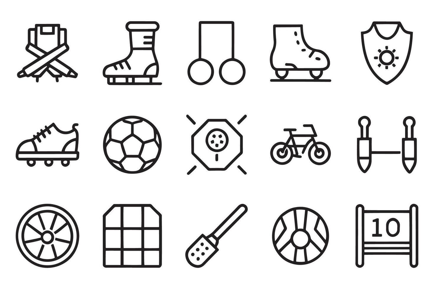 Soccer, sword, roller skate related editable icon set isolated flat illustration white background. vector