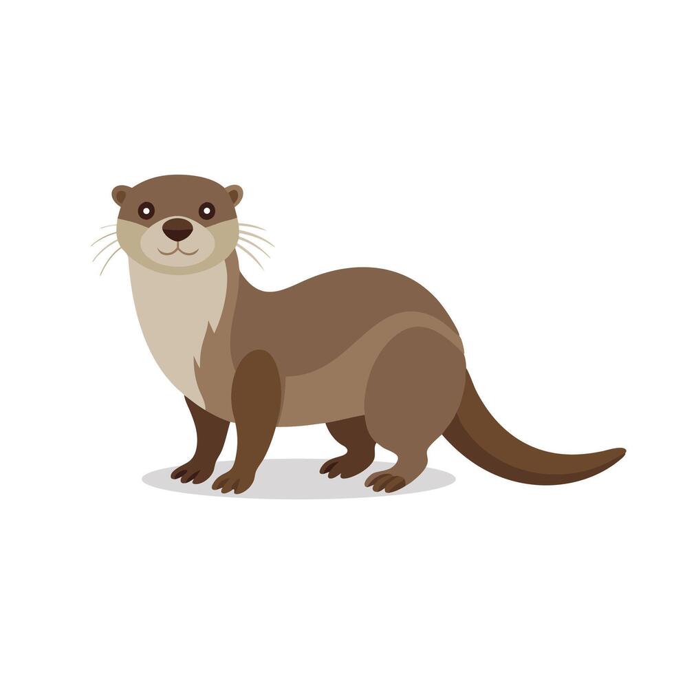 Otter animal isolated flat illustration on white background vector