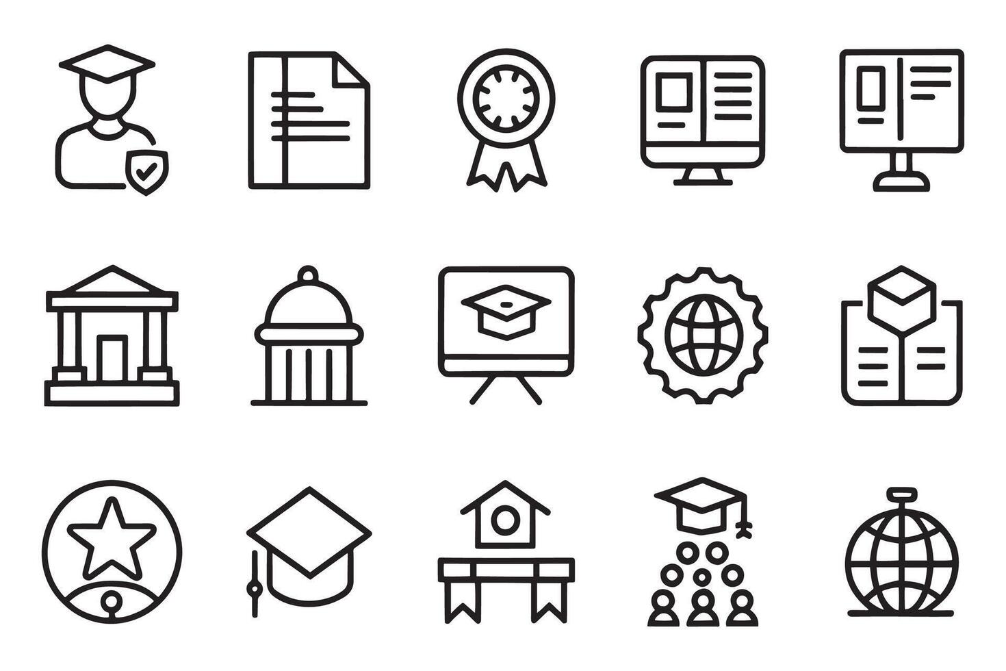 Education and e learning. School, university, success related editable icon set isolated flat illustration white background vector