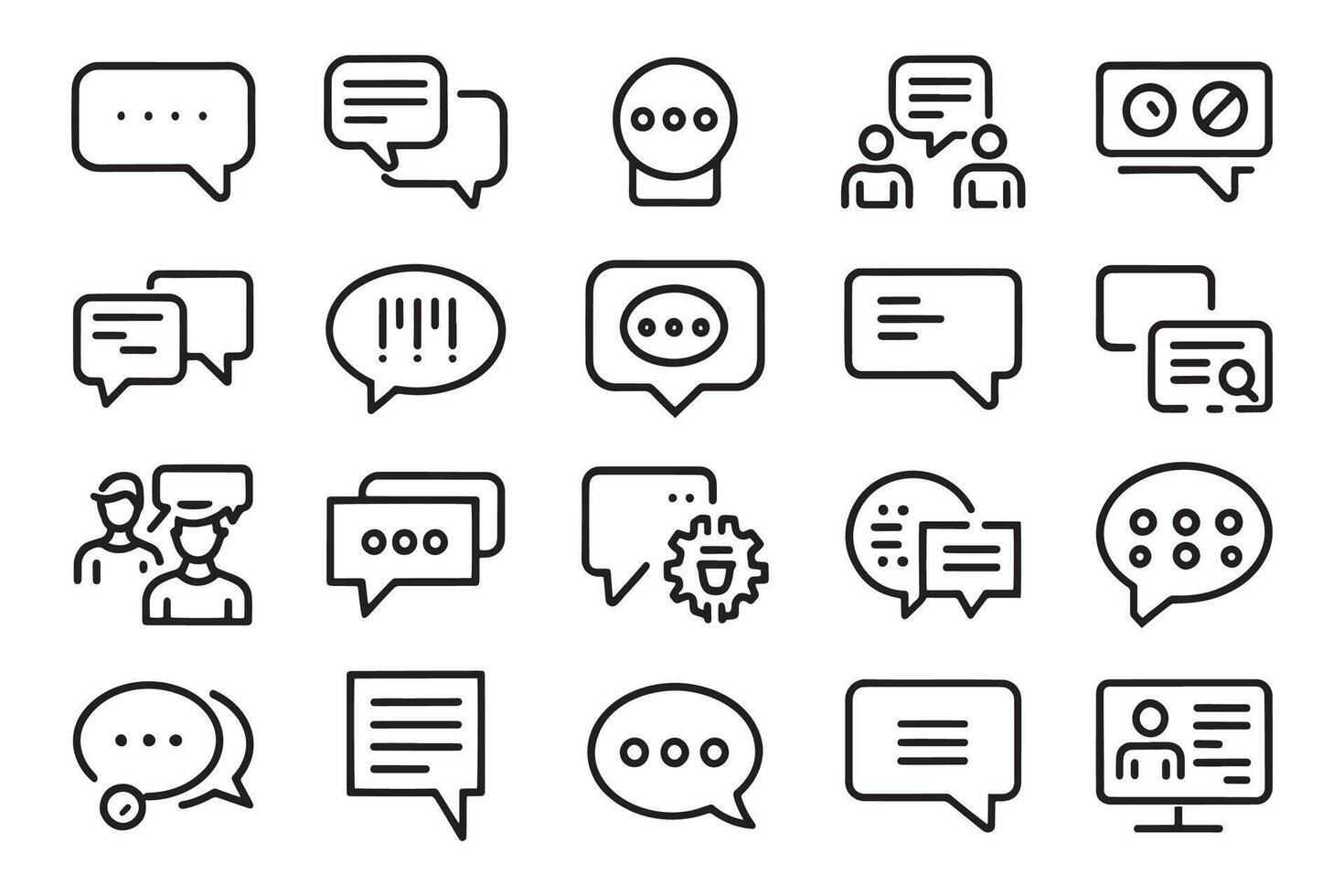 Speech bubble, talking, consultation related editable icon set isolated flat illustration white background vector