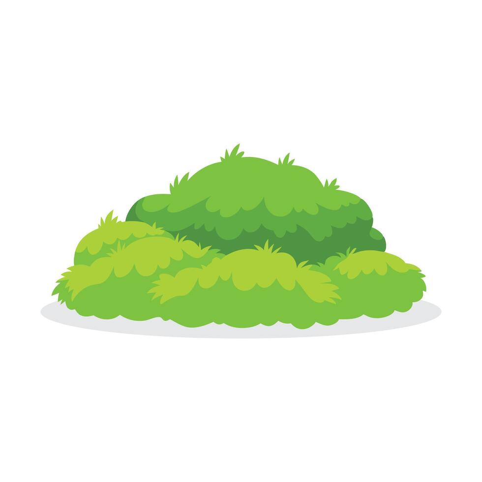 Lush green moss, highlighting its soft, velvety isolated flat illustration on white background. vector