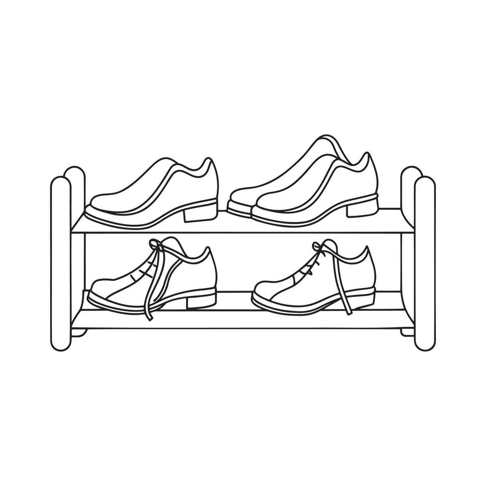Shoe Rack Furniture isolated continuous line art flat illustration on white background vector