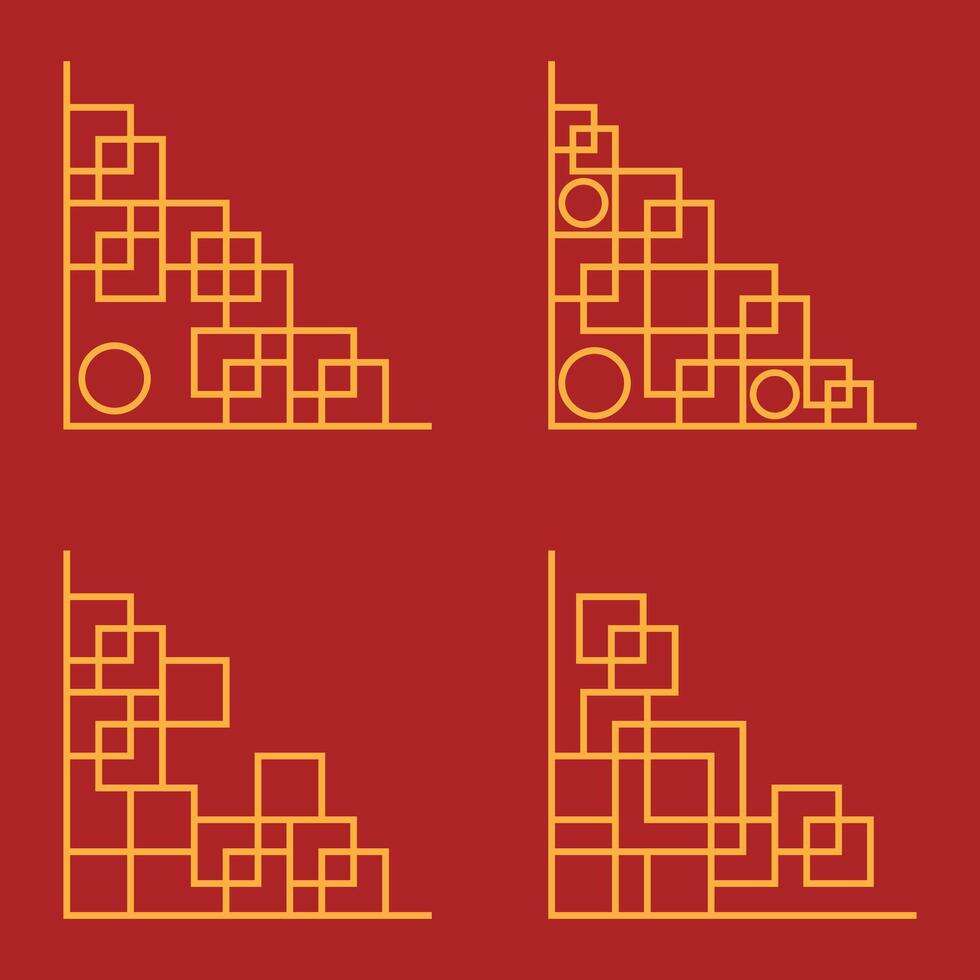 Border Set Ornament Chinese vector