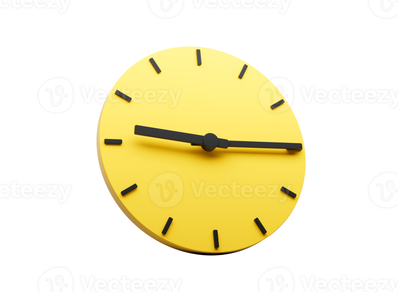 3d Simple Yellow Round Wall Clock Nine Fifteen Quarter Past Nine 3d illustration png