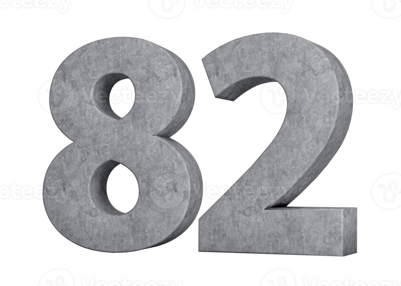 3d Concrete Number Eighty two 82 Digit Made Of Grey Concrete Stone 3d Illustration png