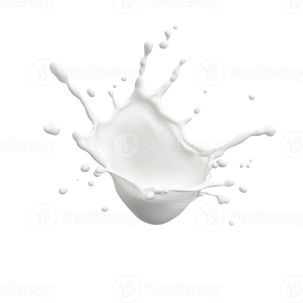 Fresh milk splash creating dynamic shapes isolated on transparent background. png