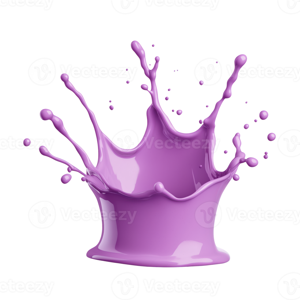 Vibrant purple paint splash isolated on transparent background, showcasing dynamic motion and color. png