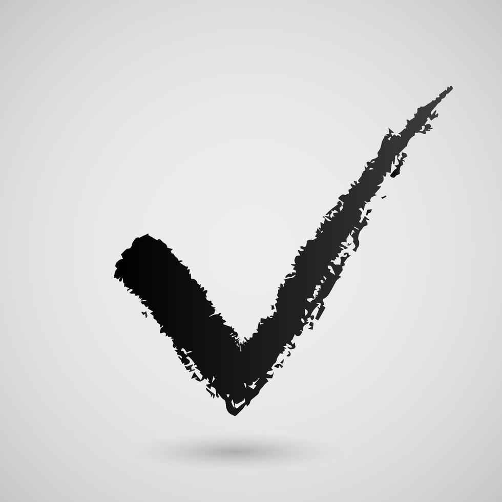 Hand drawn black textured tick icon.Checkmark. Sign. Symbol. vector