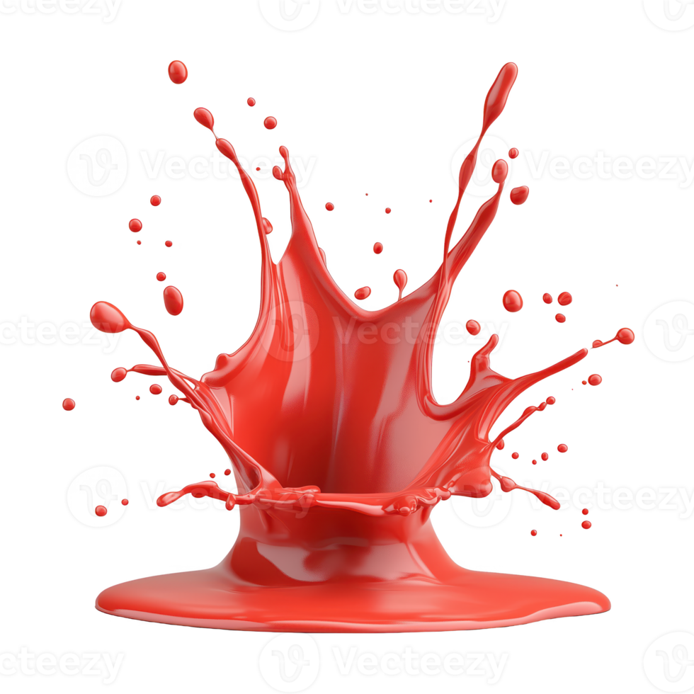 Red paint splash, isolated on transparent background. png