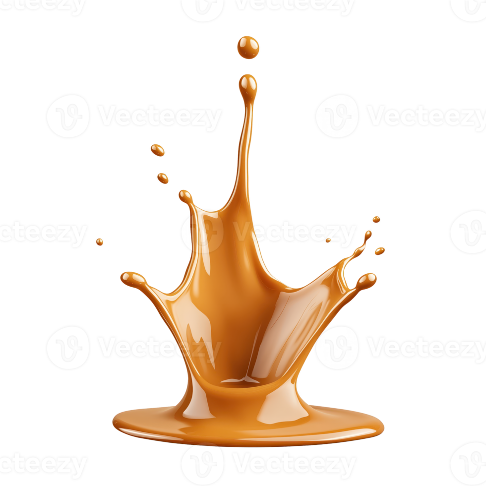 Splash of caramel syrup isolated on transparent background. png