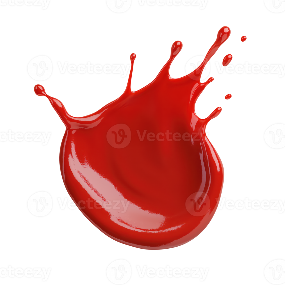 Red paint splash isolated on transparent background, perfect for artistic designs or creative projects. png