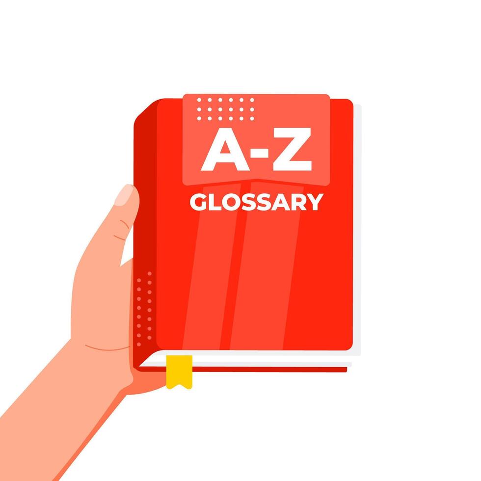 Hand holding a to z glossary red book vector
