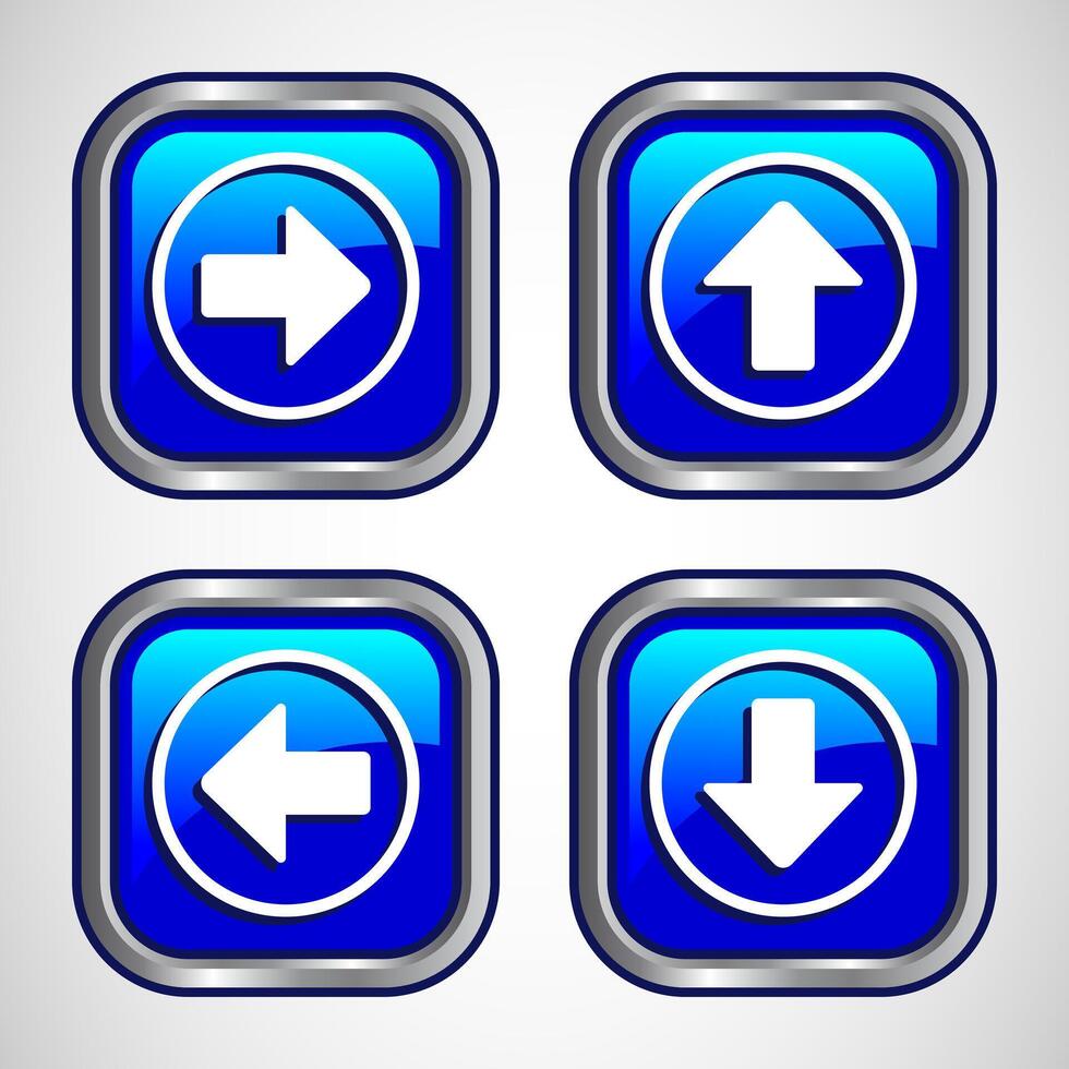 Right, Left, Up, Down Arrow Icon Design Illustration, Arrow Sign For Apps And Websites, Blue Color Square Button Design vector