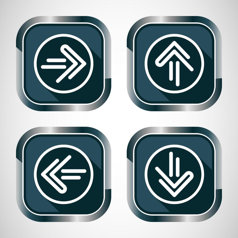 Right, Left, Up, Down Arrow Icon Design Illustration, Arrow Sign For Apps And Websites, Gray Shadow Button Design vector