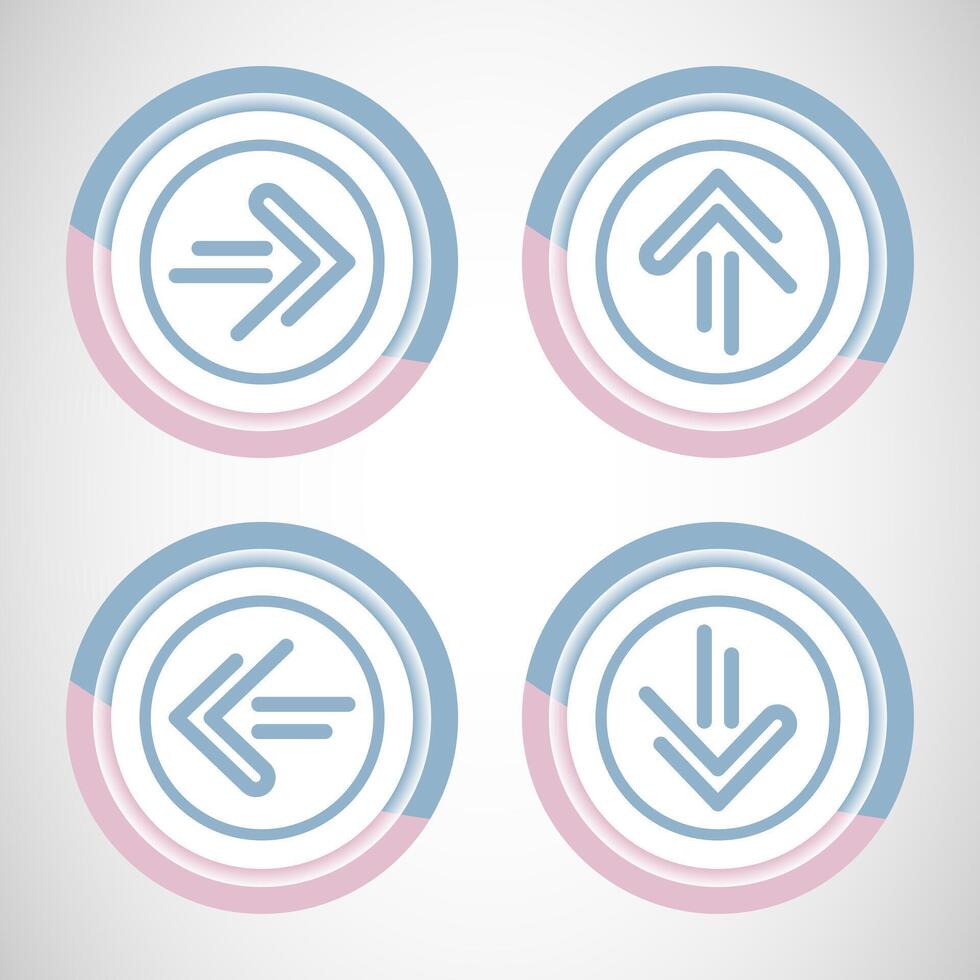 Right, Left, Up, Down Arrow Icon Design Illustration, Arrow Sign For Apps And Websites, Pastel Color Button Design vector